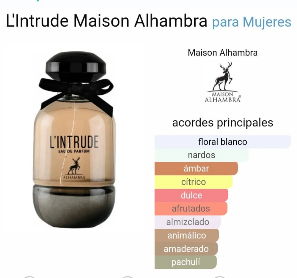 Perfume Arabe L'intrude Maison Alhambra - Imagen 3