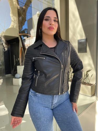 Campera Simil Cuero Doble Cierre