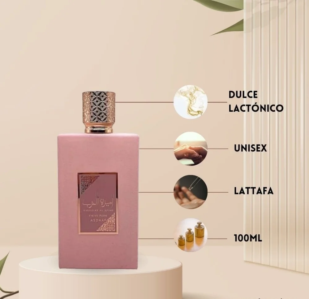 Perfume Arabe Ameerat al Arab Prive Rose Asdaaf Lattafa - Imagen 2