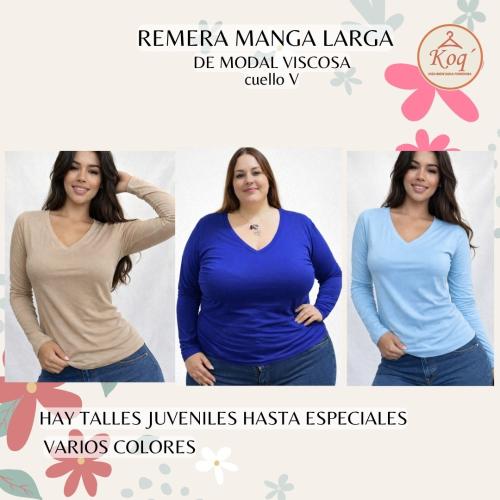 Remera Manga Larga Cuello V