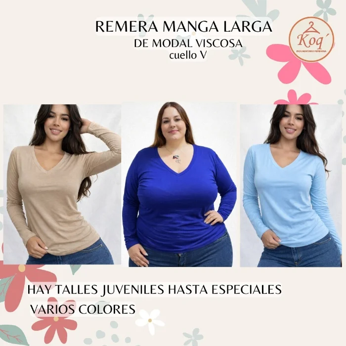 Remera Manga Larga Cuello V