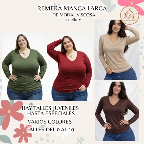 Remera Manga Larga Cuello V