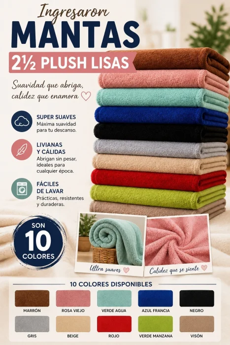 Manta 2 1/2 Lisa sin Corderito Plush Oferta!!