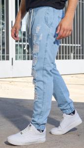 Jogger de Jeans con Rotura y Elastico Arriba y Puño Abajo - Miniatura 2
