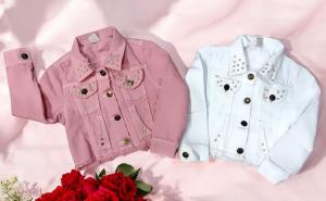 Campera Nena Gabardina Rigido con Perlas
