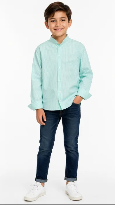 Camisas Rayada de Ñiños Cuello Mao