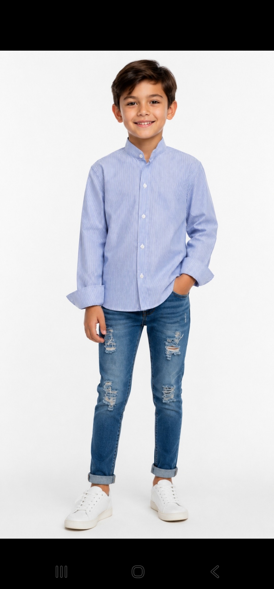 Camisas Rayada de Ñiños Cuello Mao - Imagen 3