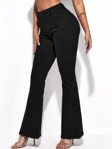 Jeans Oxford Negro Dama - Pantalones Acampanados Mujer por Mayor y por Menor Promos - Miniatura 3