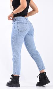Pantalon Mom Tiro Medio Nevado Celeste - Miniatura 2