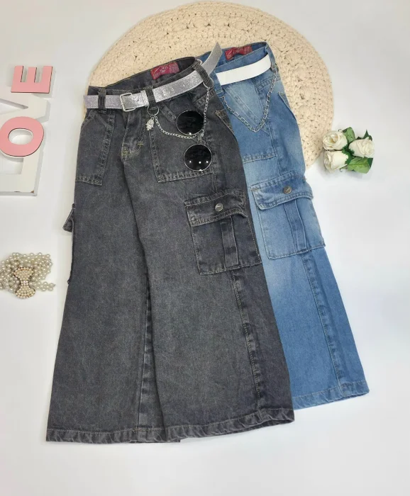 P/wide Leg Cargo Rut P/niñas
