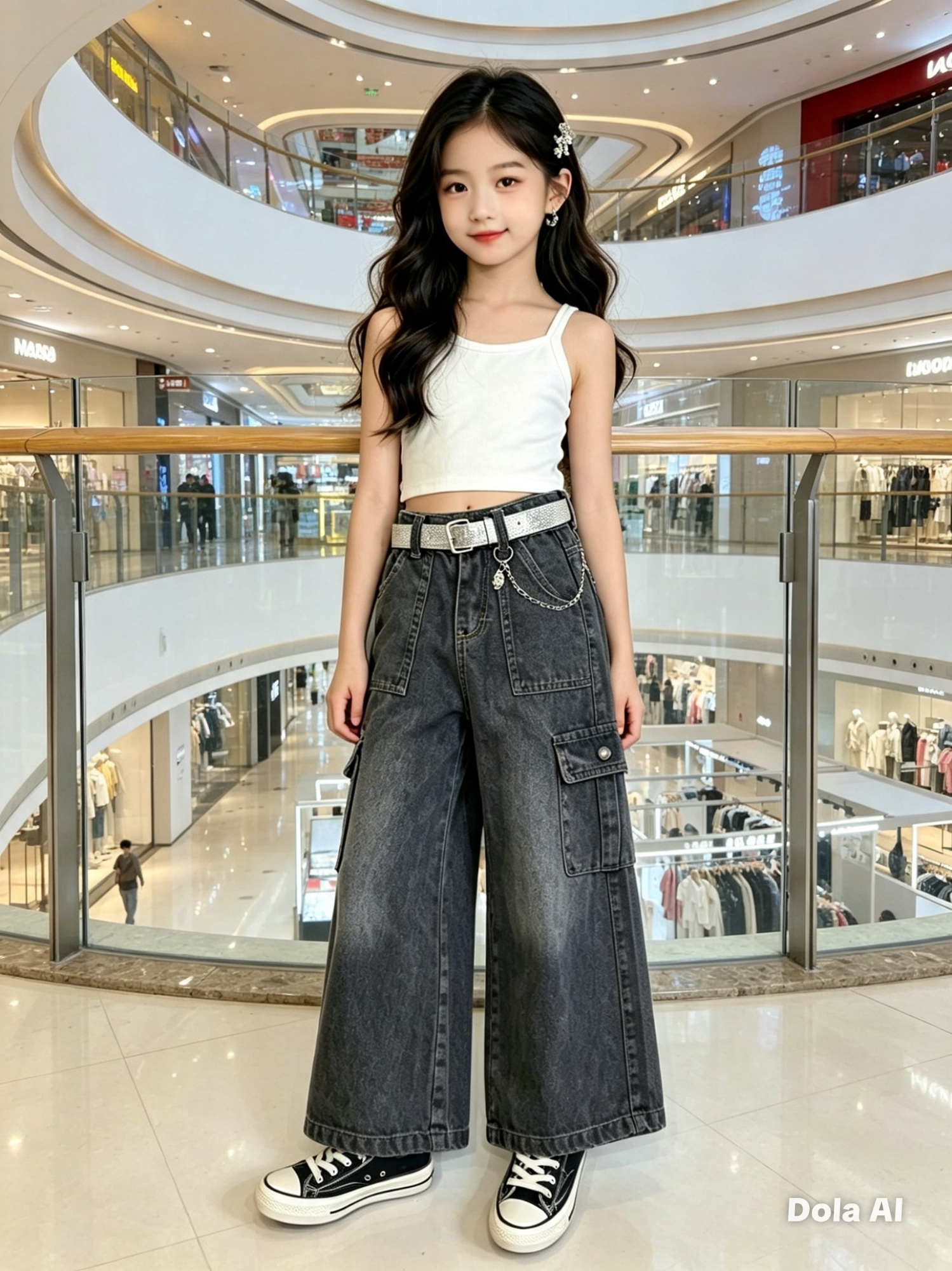 P/wide Leg Cargo Rut P/niñas - Imagen 5