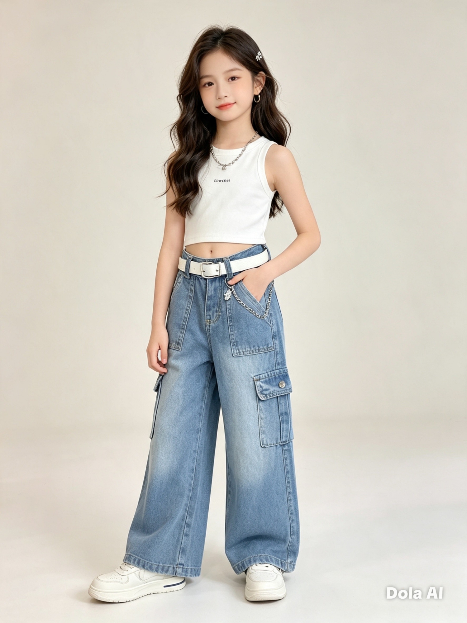 P/wide Leg Cargo Rut P/niñas - Imagen 6