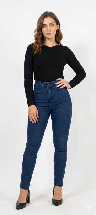 Skinny Jeans Celeste Dama Pantalón Chupin Denim Mujer Promos Mayoristas 2000's Moda