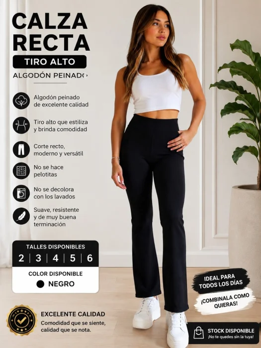 Calza Recta de Algodón Peinado