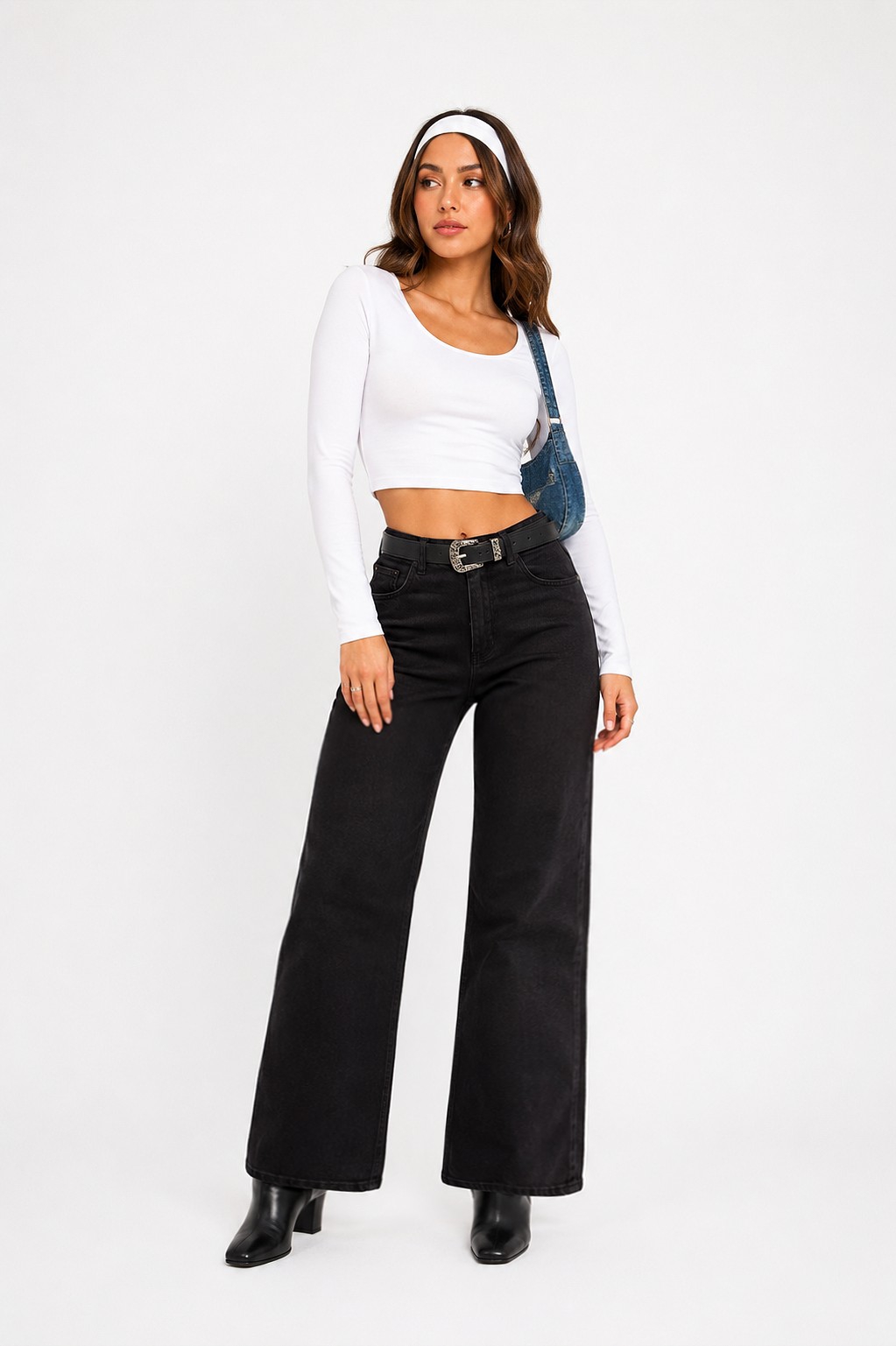 Liquidación Jean Wide Leg Negro Dama Pantalón Ancho Mujer Descuentos Promos Denim - Imagen 1