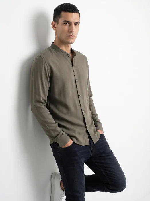 Camisa Twill Cuello Mao -  Art 039