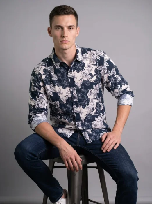 Camisa Crep Fibrana Importada Estampada - Art 034