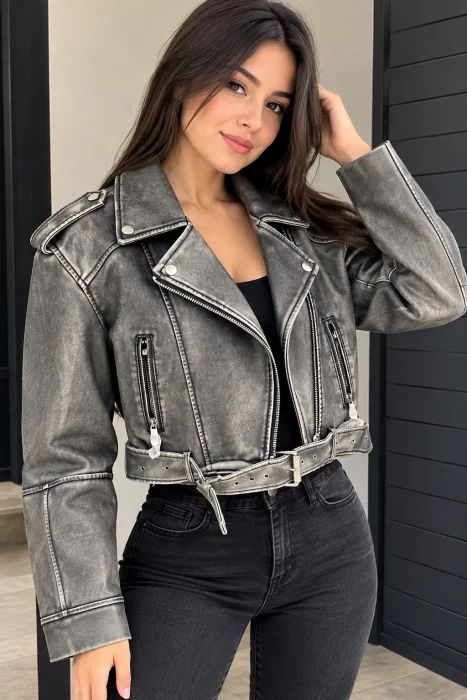 Campera Cuero Gastada Mujer