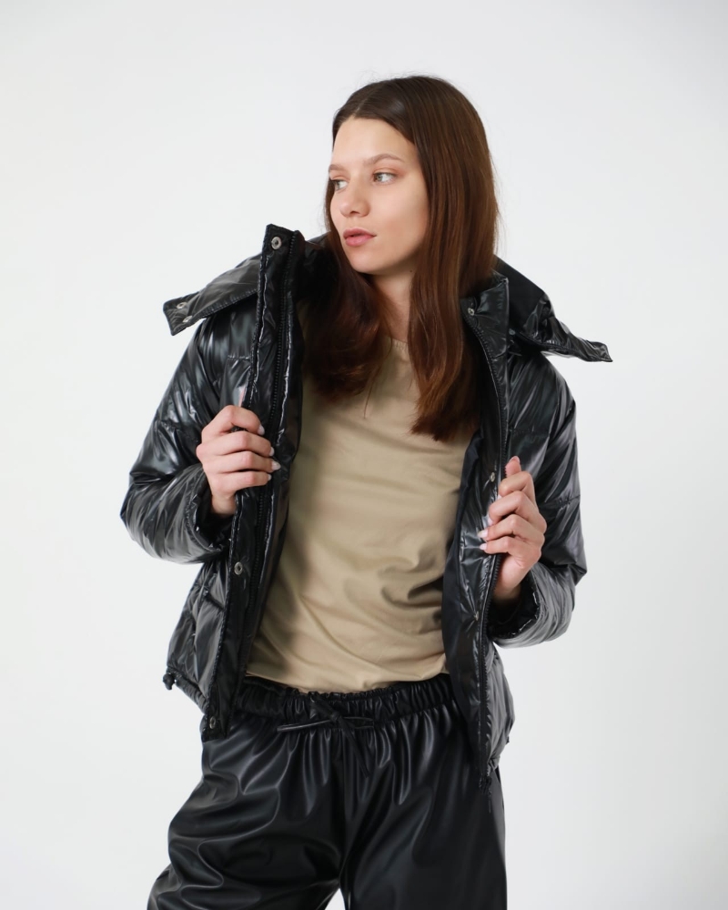 Campera Puffer Negro Metalizado - Imagen 2