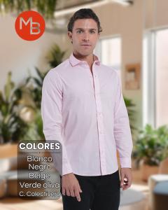 Camisa de Hombre Entallada Elastizada Lisa