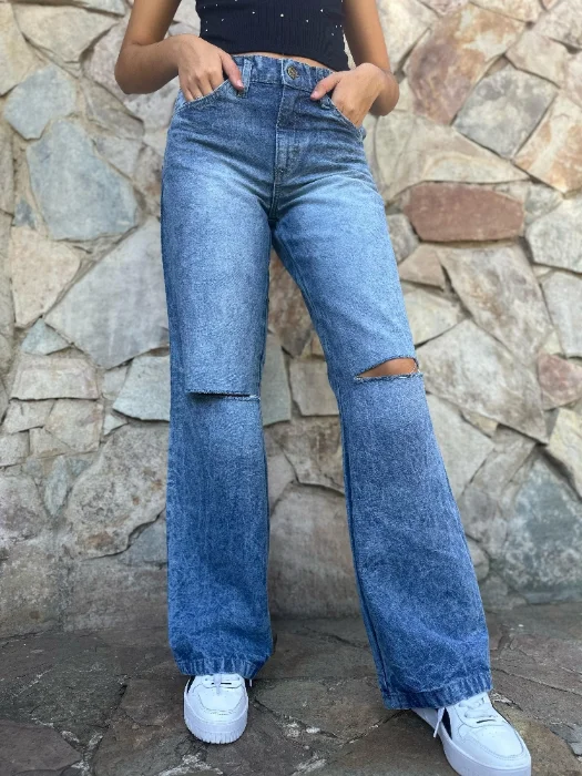 Jeans Rigido Arenado Roturas