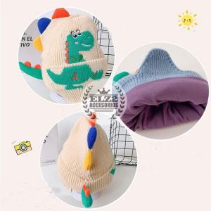 Gorros Dino de Lana Importados de Niños Forrados con Plush - Miniatura 3