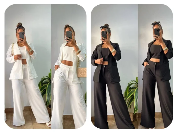 Conjunto 3 Piezas Pantalón Blayser y Top Regulable.