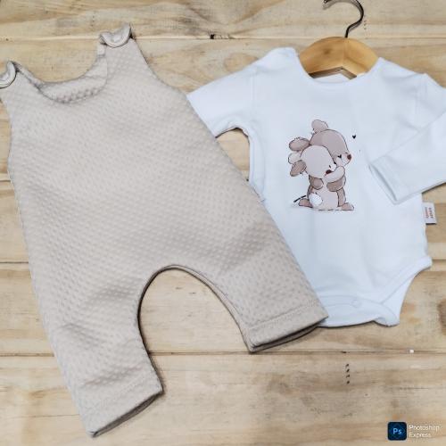Conjunto Jardinero Frizado y Body Estampado - Miniatura 3