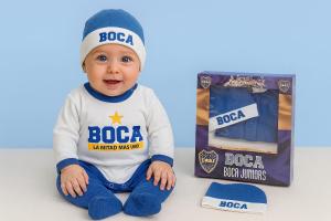Set en Caja 3 Piezas Boca Juniors (body, Medio Oso y Gorro) Talle Unico - Miniatura 1