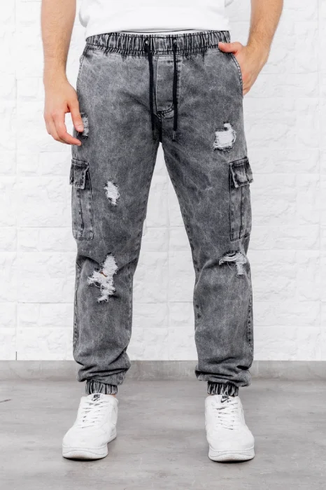 Joggers de Jeans con Rotura Nevado