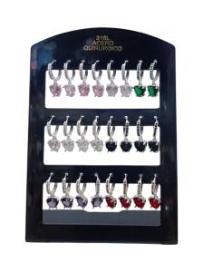 Aros Argolla Colgante de Strass Acero
