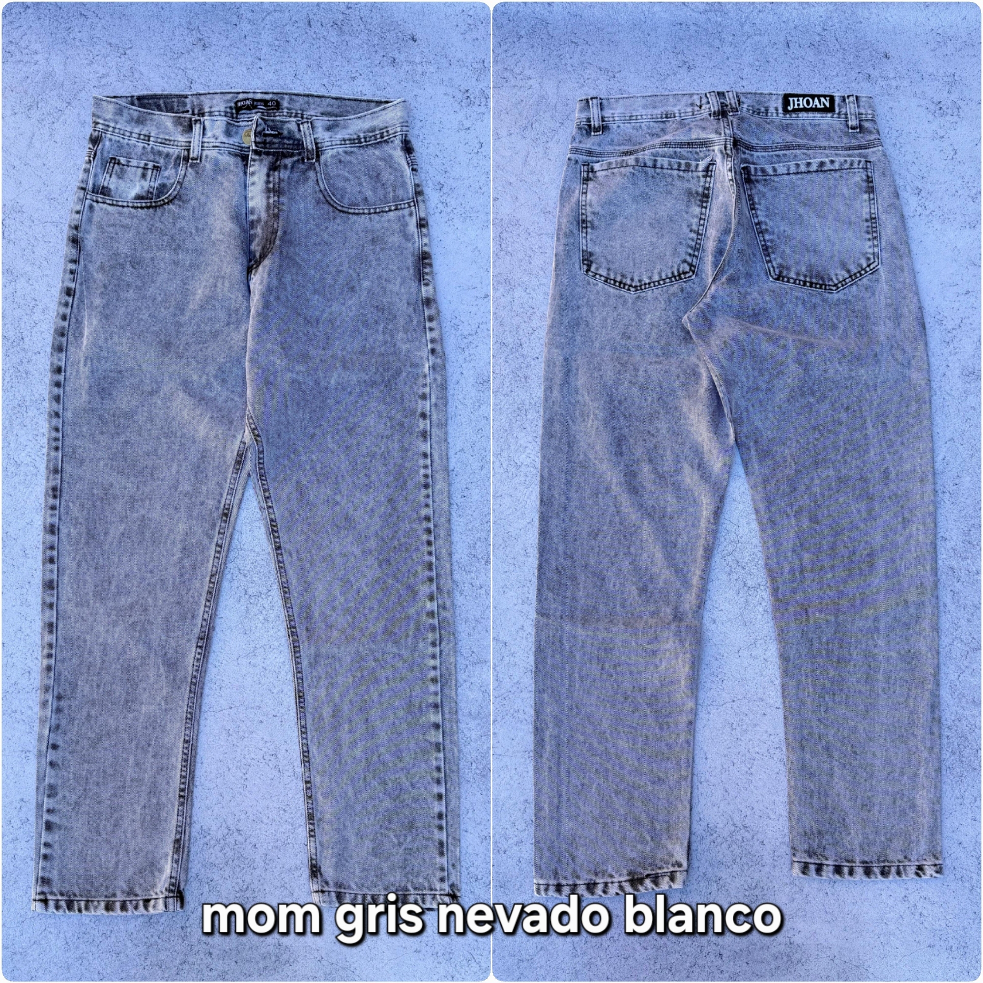 Pantalon Mom Rigido Gris Nevado - Imagen 3