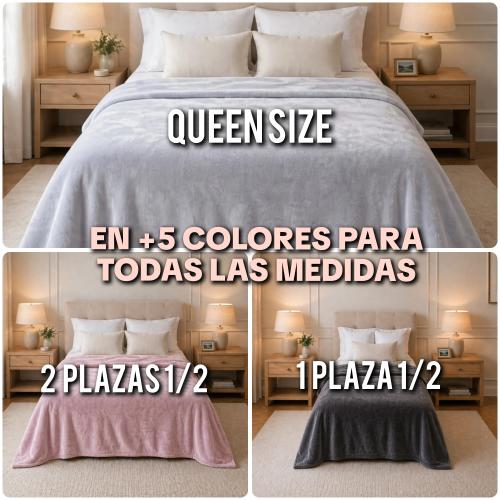 Colchas Plush Lisos (queen, 2 Plazas 1/2 y 1 Plaza 1/2)