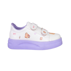 Zapatillas Capibara  Nena Blancas Suela Lila Rosa Infantil Livianas Velcro  Calidad - Miniatura 2