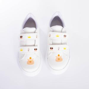 Zapatillas Capibara  Nena Blancas Suela Lila Rosa Infantil Livianas Velcro  Calidad - Miniatura 4