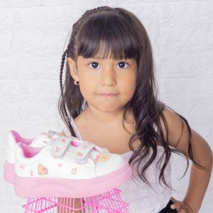 Zapatillas Capibara  Nena Blancas Suela Lila Rosa Infantil Livianas Velcro  Calidad - Miniatura 7