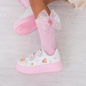 Zapatillas Capibara  Nena Blancas Suela Lila Rosa Infantil Livianas Velcro  Calidad - Miniatura 8