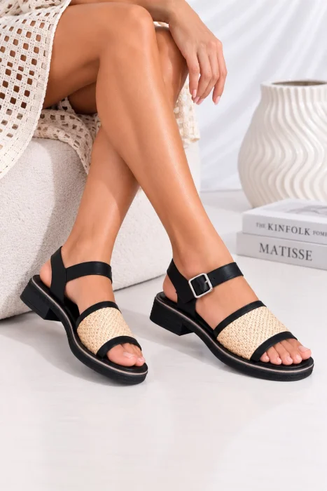 Sandalia Riga Chata Rafia Mujer Moda