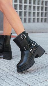 Borcegos con Hebillas con Plataforma Siena Negro