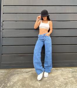 Wide Leg Tiro bajo Blue - Miniatura 4