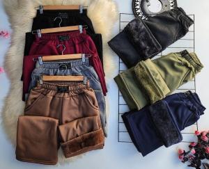 Pantalon Palazo Jersey con Piel