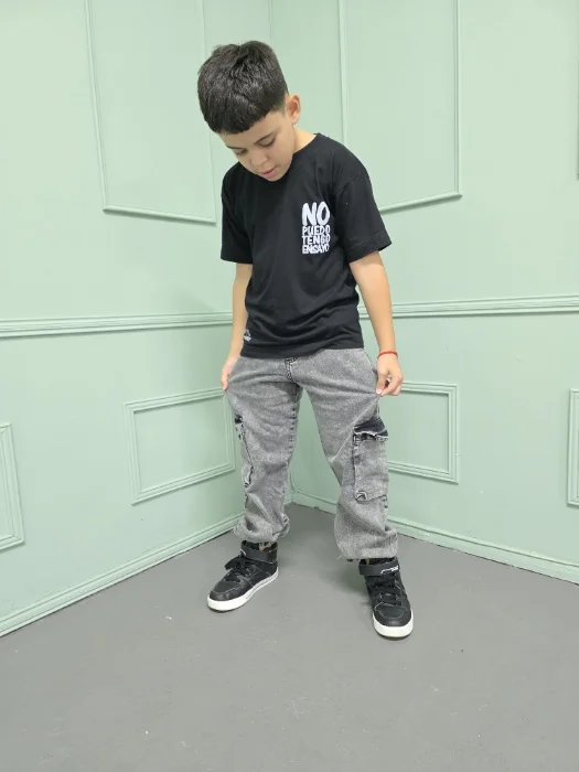Mom Cargo Gris C/puño