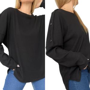 Sweater con Botón al Hombro de Lanilla Bruchs