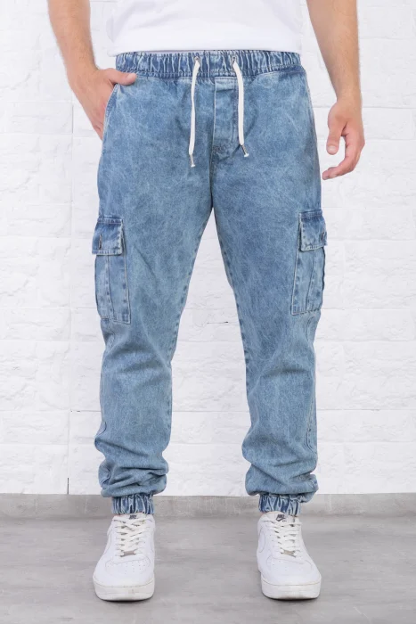 Jogger de Jeans Cargo con Elastico Arriba y Puño Abajo