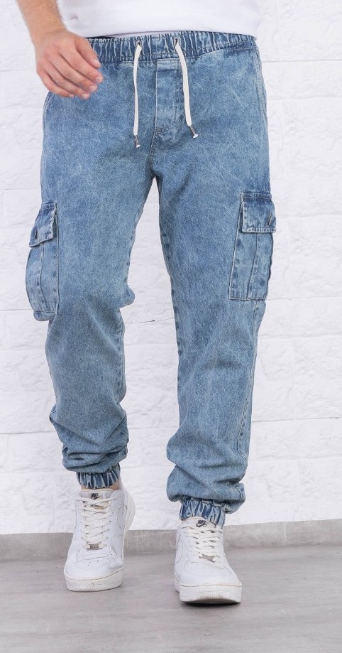 Jogger de Jeans Cargo con Elastico Arriba y Puño Abajo - Imagen 3