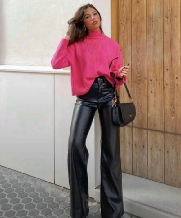 Pantalón Wide Leg Eco-cuero