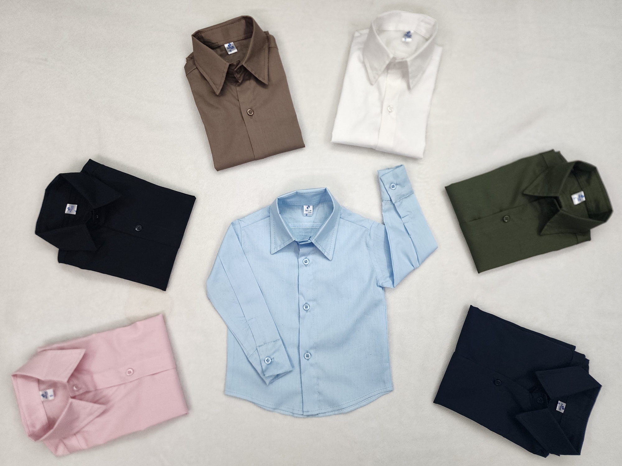 Camisas Elastizada Importada de Bebé Liso Co Cuello - Imagen 4