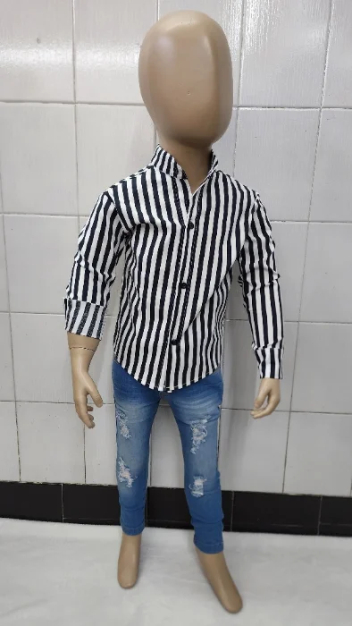 Camisas Elastizada Importado Rayada de Bebé Cuello Mao