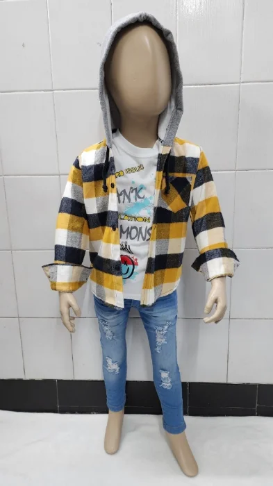 Camisas Leñadora Frisado de Bebé con Bolsillo y Capucha de Frisa
