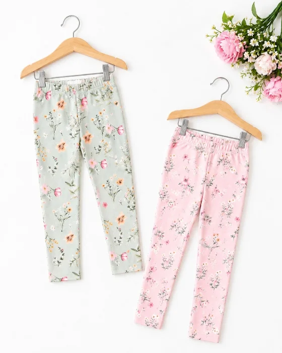 Calzas Flores Algodon con Lycra Elastizado